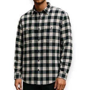 J. Crew Men's Black White Gingham Shirt L Tailored Fit 100% Cotton Long Sleeve